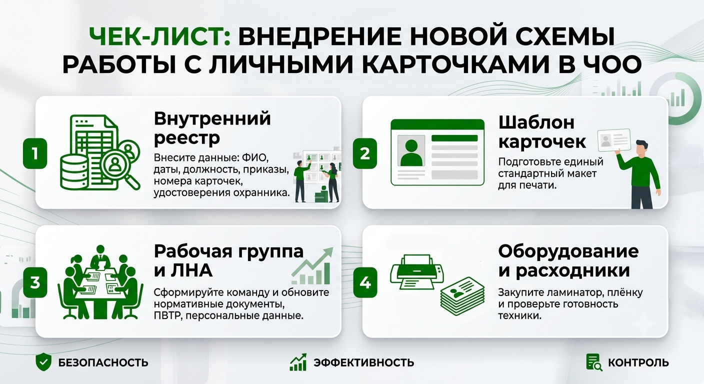Чек-лист для внедрения новой схемы работы с личными карточками в ЧОО
